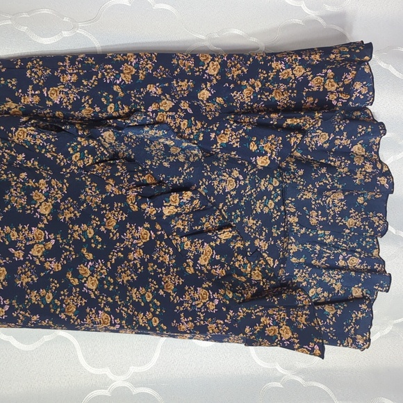 Navy Floral Ruffle Maxi Skirt - Picture 2 of 6